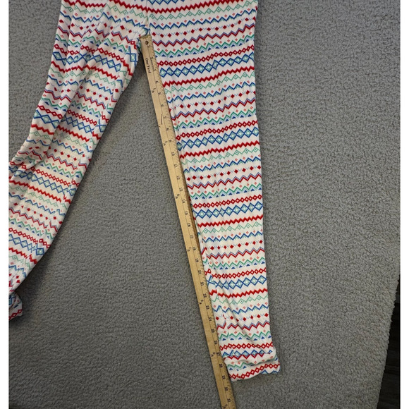 Fair Isle Fleece Pajama Pants Cozy Drawstring Red Bow - Picture 6 of 10